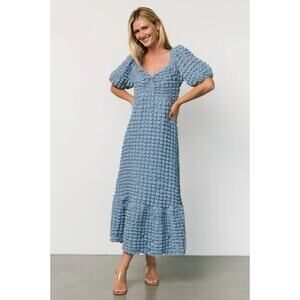 Baltic Born Therese Textured Maxi Dress Blue M Off Shoulder EUC